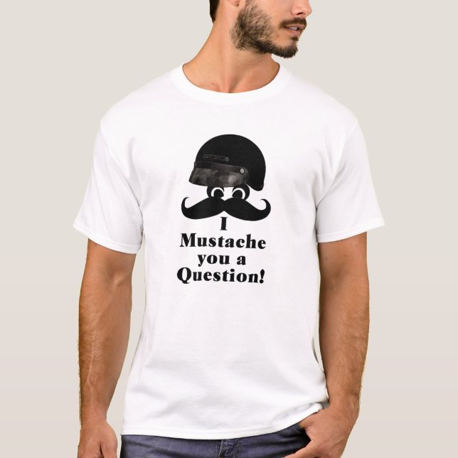 T-SHIRT MOTORCYCLE HELMET MUSTACHE (Devant)