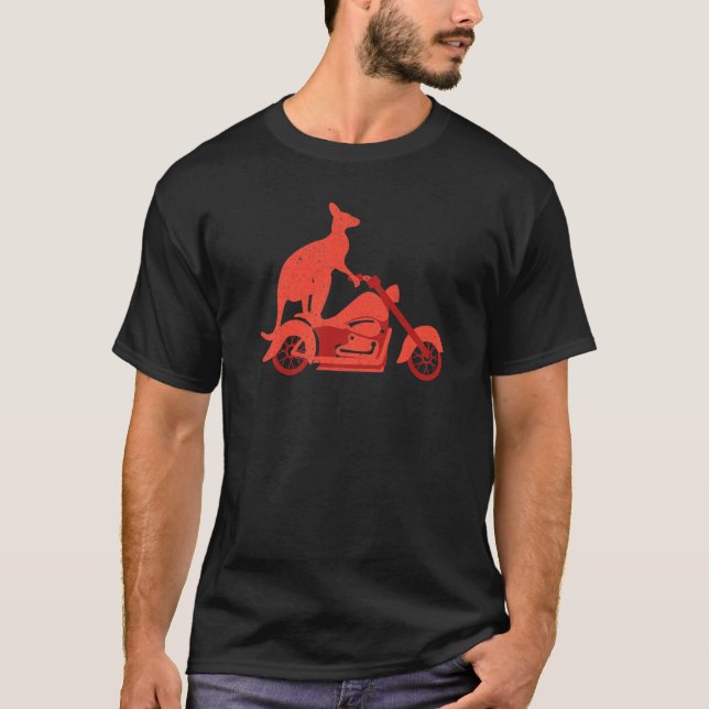 T-shirt Motorcycle Kangaroo  Wildlife Animal Australia (Devant)
