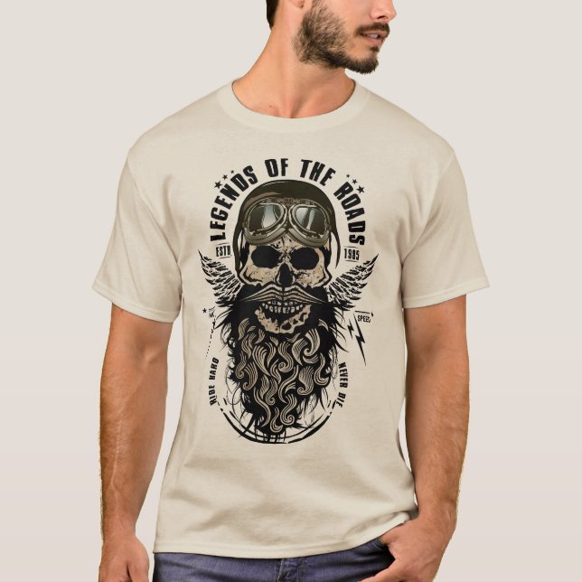 T-shirt Motorcycle legends of the road ride hard never die (Devant)