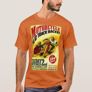 T-shirt MOTORCYCLE PISTE PLAT TRACK Vintage Racine Imprime