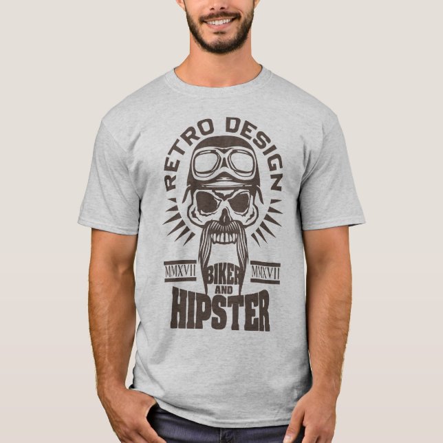 T-shirt Motorcycle retro design biker and hipster (Devant)
