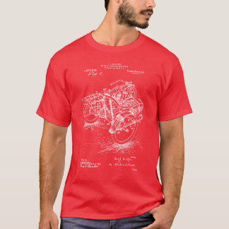 T-shirt Motorcycle Side Car Vintage Patent Print girl