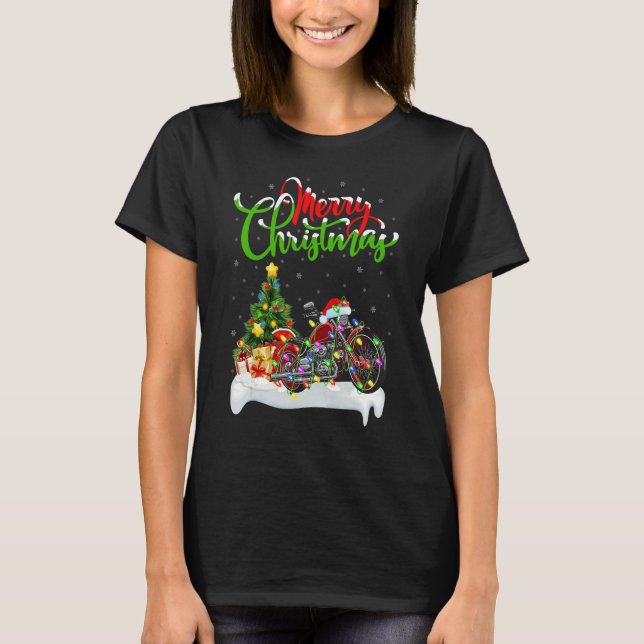 T-shirt Motorcycle   Xmas Decorations Santa Motorcycle Chr (Devant)