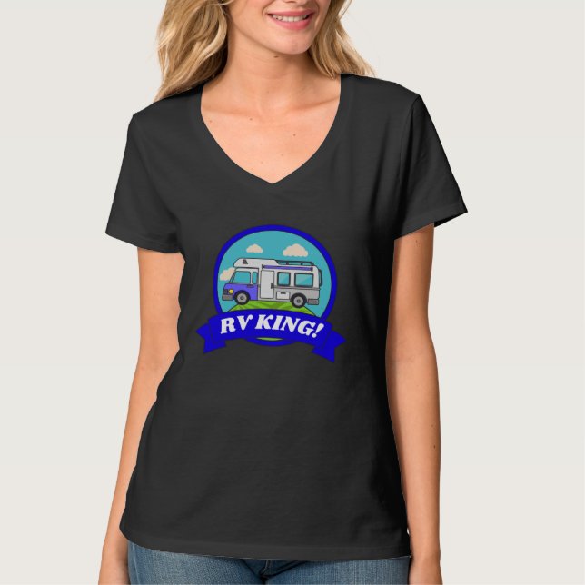T-shirt Motorhome Camping Camper Caravan  &  RV King (Devant)