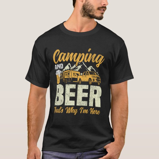 T-shirt Motorhome Camping Retro Beer Caravan Rv Trailer Ca (Devant)