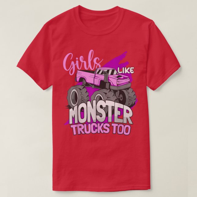 T-shirt Motosport I Trucker Lady I Girls Like Monster Truc (Design devant)