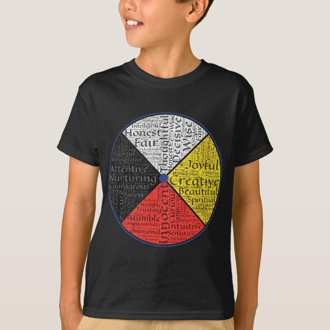 T-shirt Mots Autochtones Américains De La Roue De Médecine (Devant)