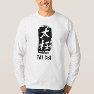 T-shirt Mots chinois Tai Chi Noir et blanc Détresse