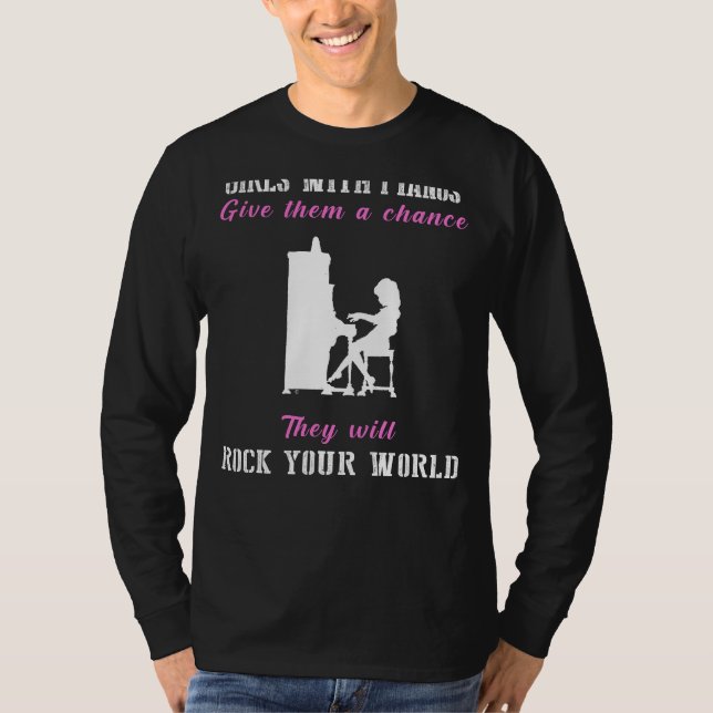 T-shirt Mots clés de l'autonomisation : Filles avec Pianos (Devant)