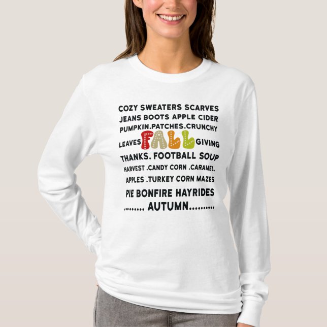 T-shirt Mots d'automne, Automne féminin (Devant)