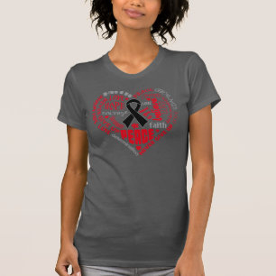 T-shirt Mots de coeur de conscience de mélanome