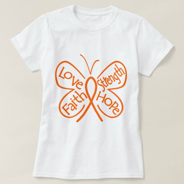 T-shirt Mots de inspiration de papillon de leucémie (Design devant)