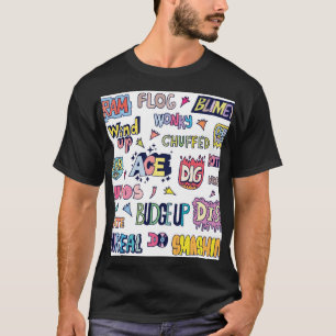 T-shirt Mots en argot anglais, lettres de gribouillis