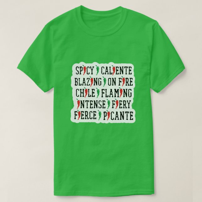 T-shirt Mots épicés Chili Conception de poivre (Design devant)