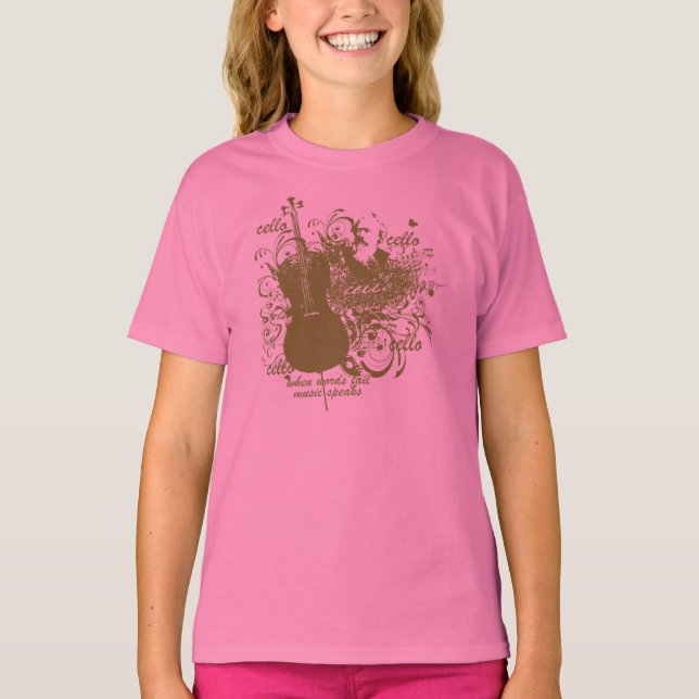 T-shirt Mots Fail Music Parle Cello Musicien (Devant)