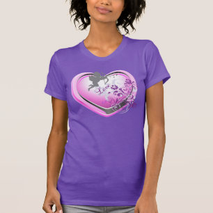 T-Shirt mou Aimant rose Floral Coeur pourpre