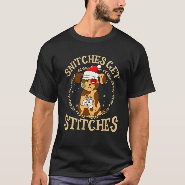 T-shirt Mouchards Obtenir des Points de Suture Chien Migno (Devant)