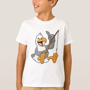 T-shirt Mouette à pêche avec bâton de pêche