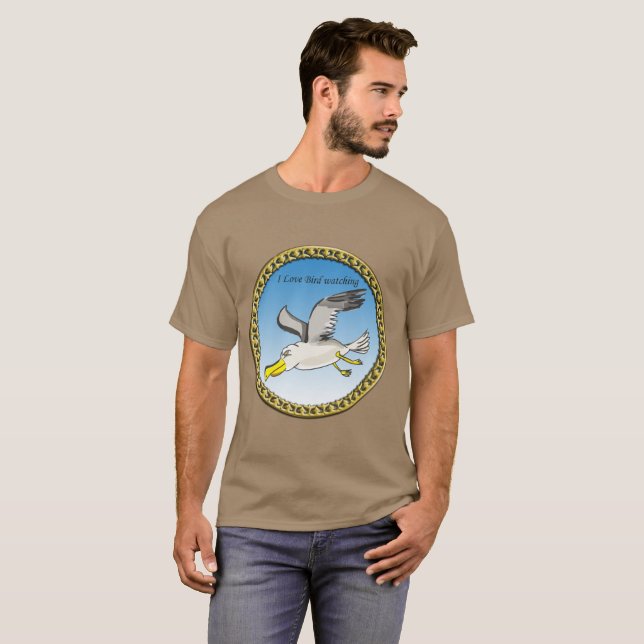 T-shirt Mouette caricaturale volant au-dessus de la tête a (Devant entier)