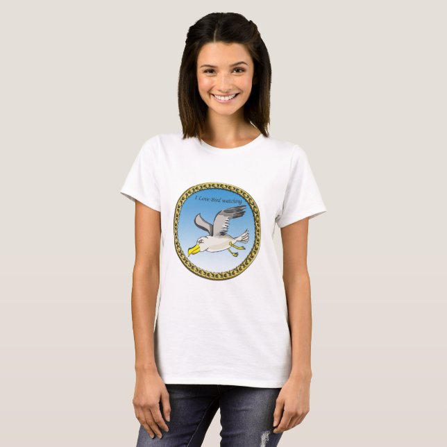 T-shirt Mouette caricaturale volant au-dessus de la tête a (Devant entier)