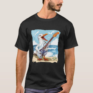 T-shirt Mouette de plage avec guitare rock pour adultes et