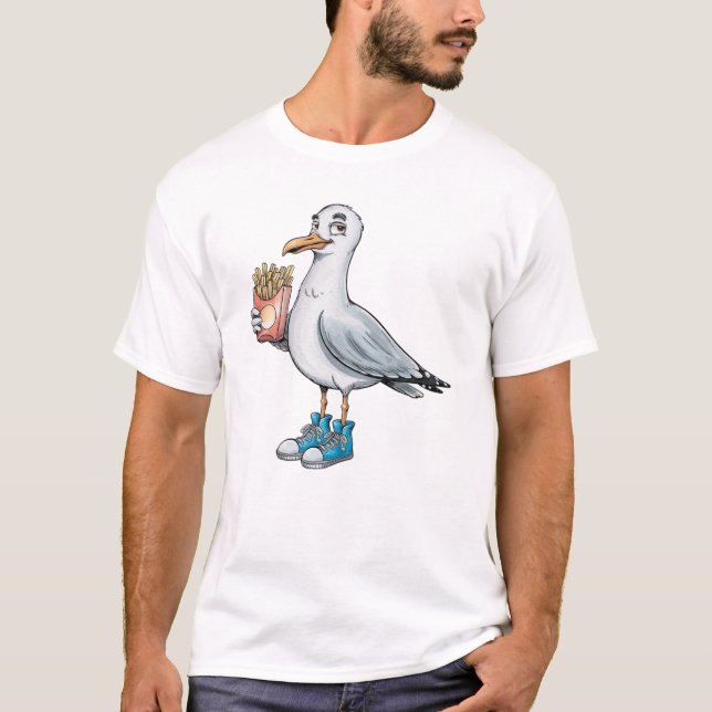 T-shirt Mouette drôle avec baskets frites françaises (Devant)