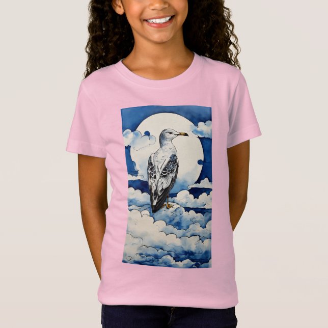 T-Shirt Mouette en Bleu et Encre (Devant)