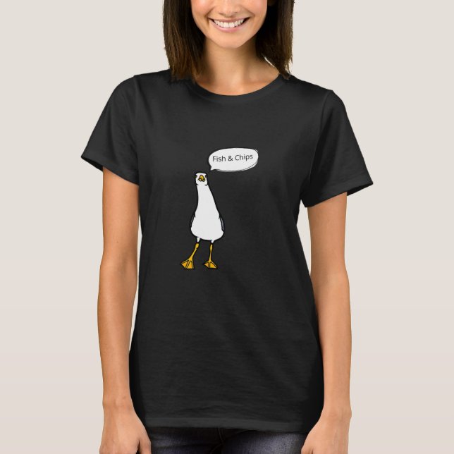 T-shirt Mouette en colère Fish & Chips Oiseau effronté (Devant)