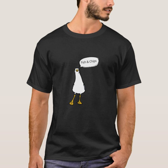 T-shirt Mouette en colère Fish & Chips Oiseau effronté (Devant)