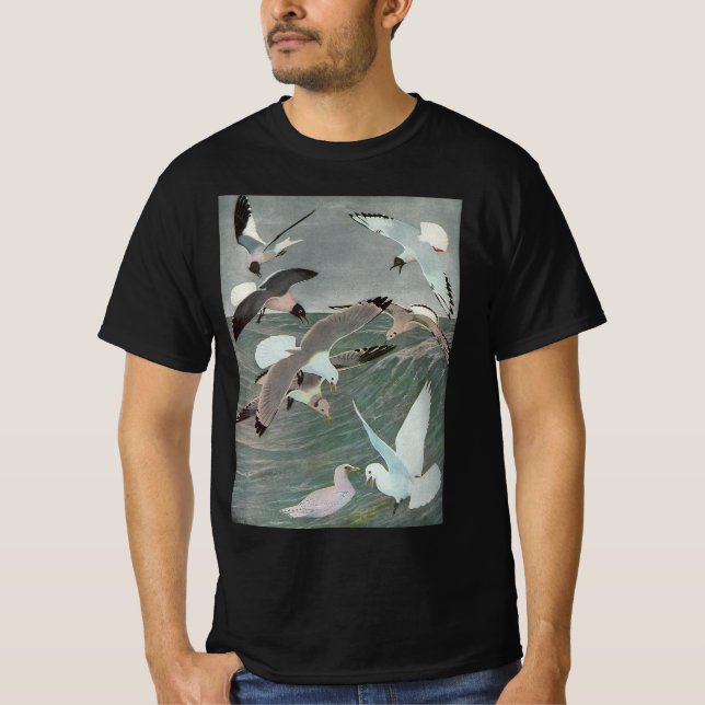 T-shirt Mouettes au-dessus des vagues océaniques par Louis (Devant)