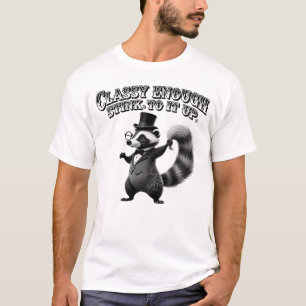 T-shirt Moufette chic en haut-de-forme drôle en noir et bl
