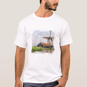 T-shirt Moulin à vent de Zaanse Schans Aquarelle Patrimoin