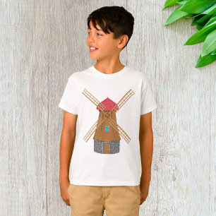 T-shirt Moulin à vent en bois traditionnel rustique