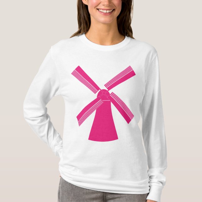 T-shirt Moulin à vent rose (Devant)