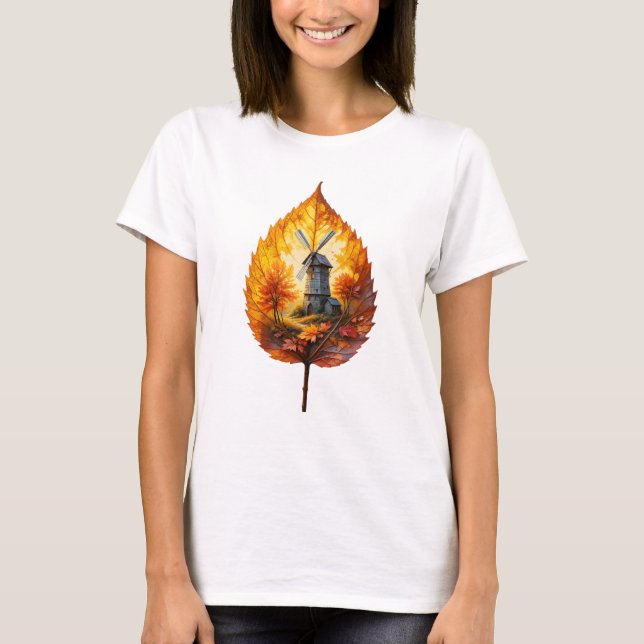 T-shirt Moulin rustique à l'éclat automnal (Devant)