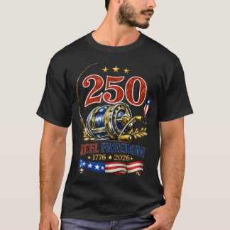 T-shirt Moulinet de pêche patriotique Liberté et 250 ans