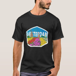 T-shirt Moulins à vent dans un champ de fleurs de tulipes