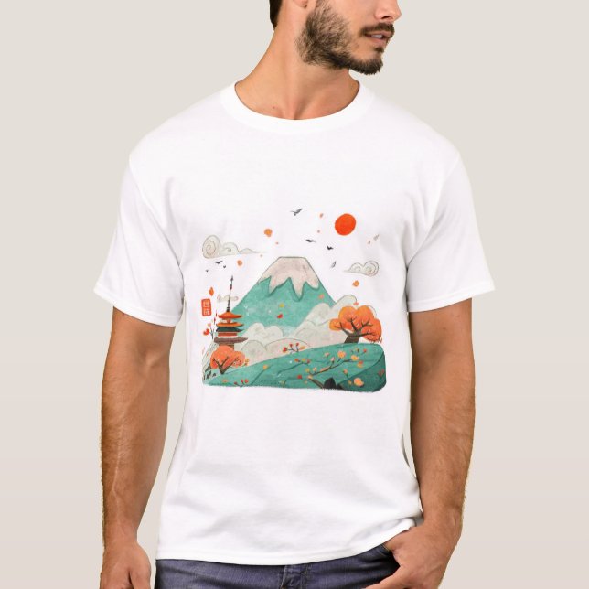 T-shirt Mount Fuji & Rising Sun Graphic (Devant)