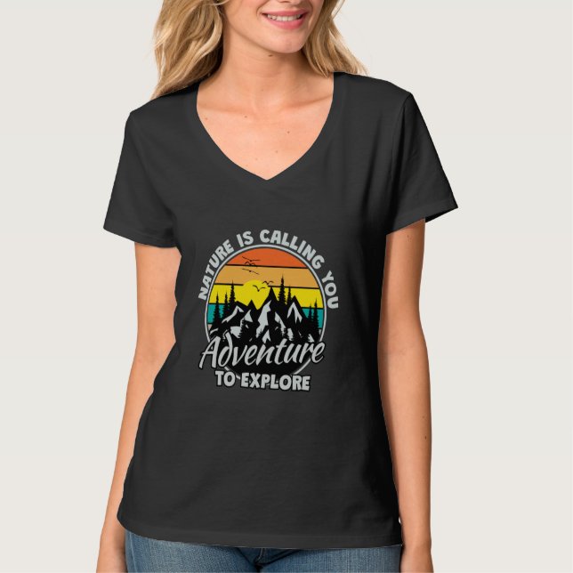 T-shirt Mountain and Forest Scene Silhouette  16 (Devant)
