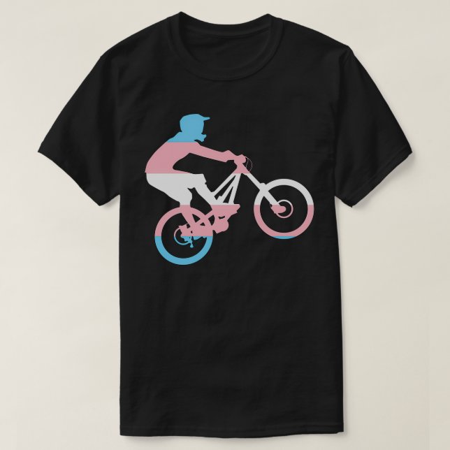 T-shirt Mountain Biker 1 version drapeau transgenre (Design devant)