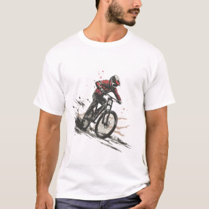 T-shirt Mountain Biker Racing Downhill - Art minimaliste