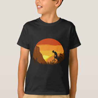 T-shirt Mountain Biking Retro Sunset Trail Rider 