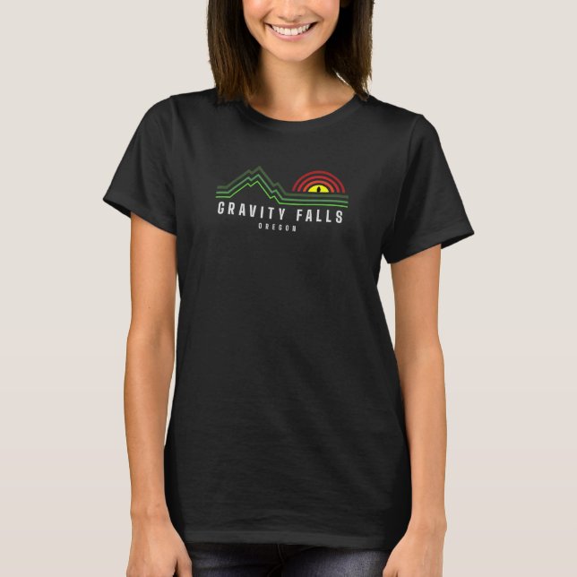 T-shirt Mountain Gravity Oregon Usa Adventure Await Falls (Devant)