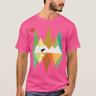T-shirt Mountain Moose Retro Randonnée Vintage Camping Tsh