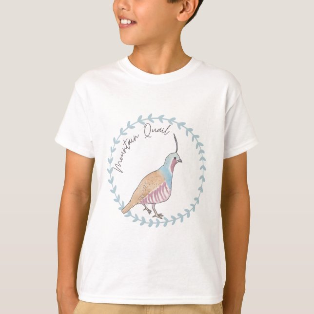 T-shirt Mountain Quail bird species animal logo (Devant)