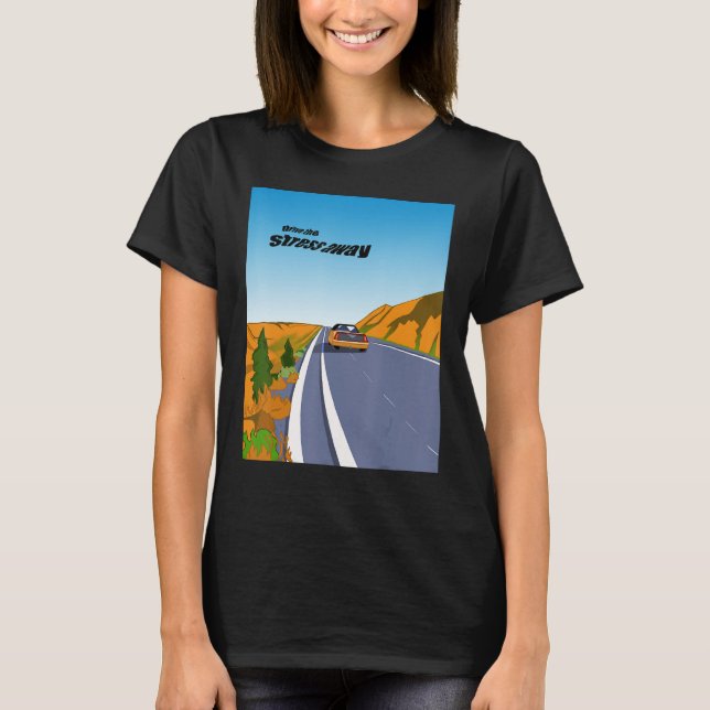 T-shirt Mountain Road Trip for Car Enthusiasts and Stress  (Devant)