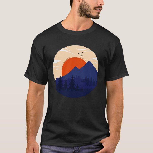 T-shirt Mountain Sunset Graphic Adventure Outdoor Mountain (Devant)
