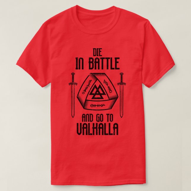 T-shirt Mourez En Bataille Et Allez À Valhalla Viking Warr (Design devant)