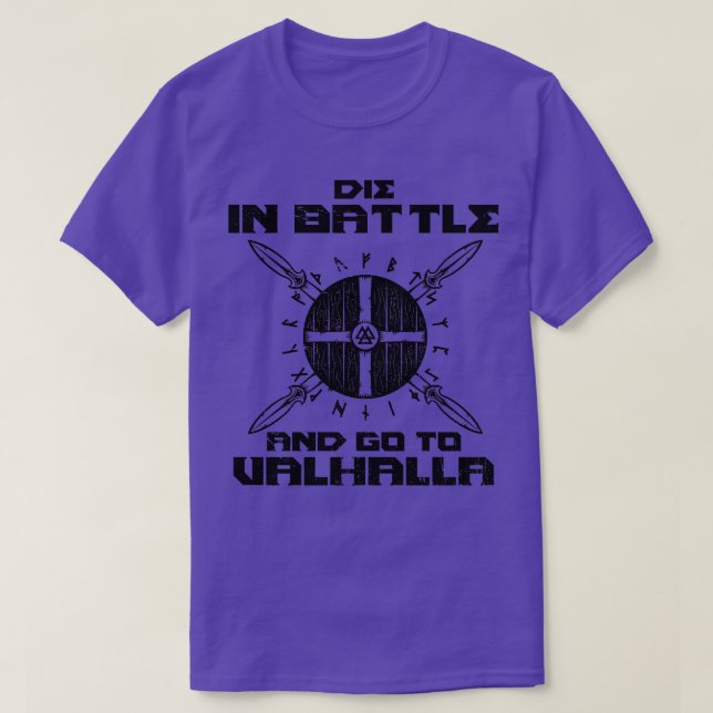 T-shirt Mourir En Bataille Et Aller À Valhalla Viking Warr (Design devant)