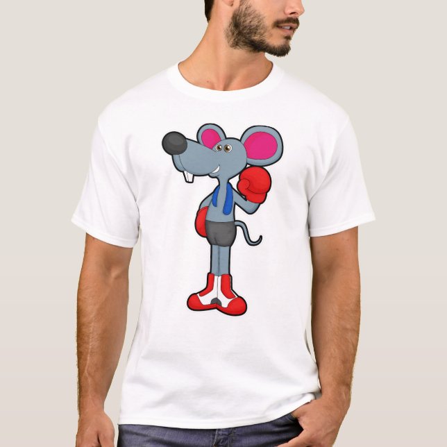 T-shirt Mouse at Boxing with Boxing gloves (Devant)